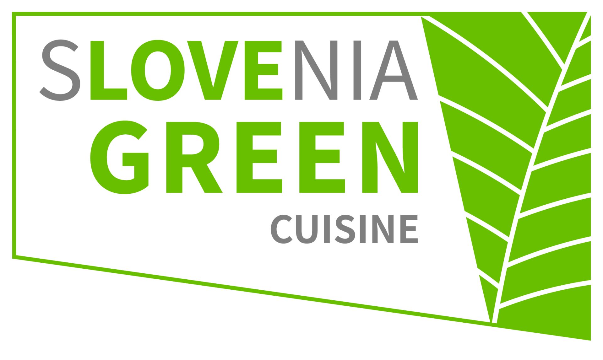 Znak Slovenia Green Cuisine z zelenim listom