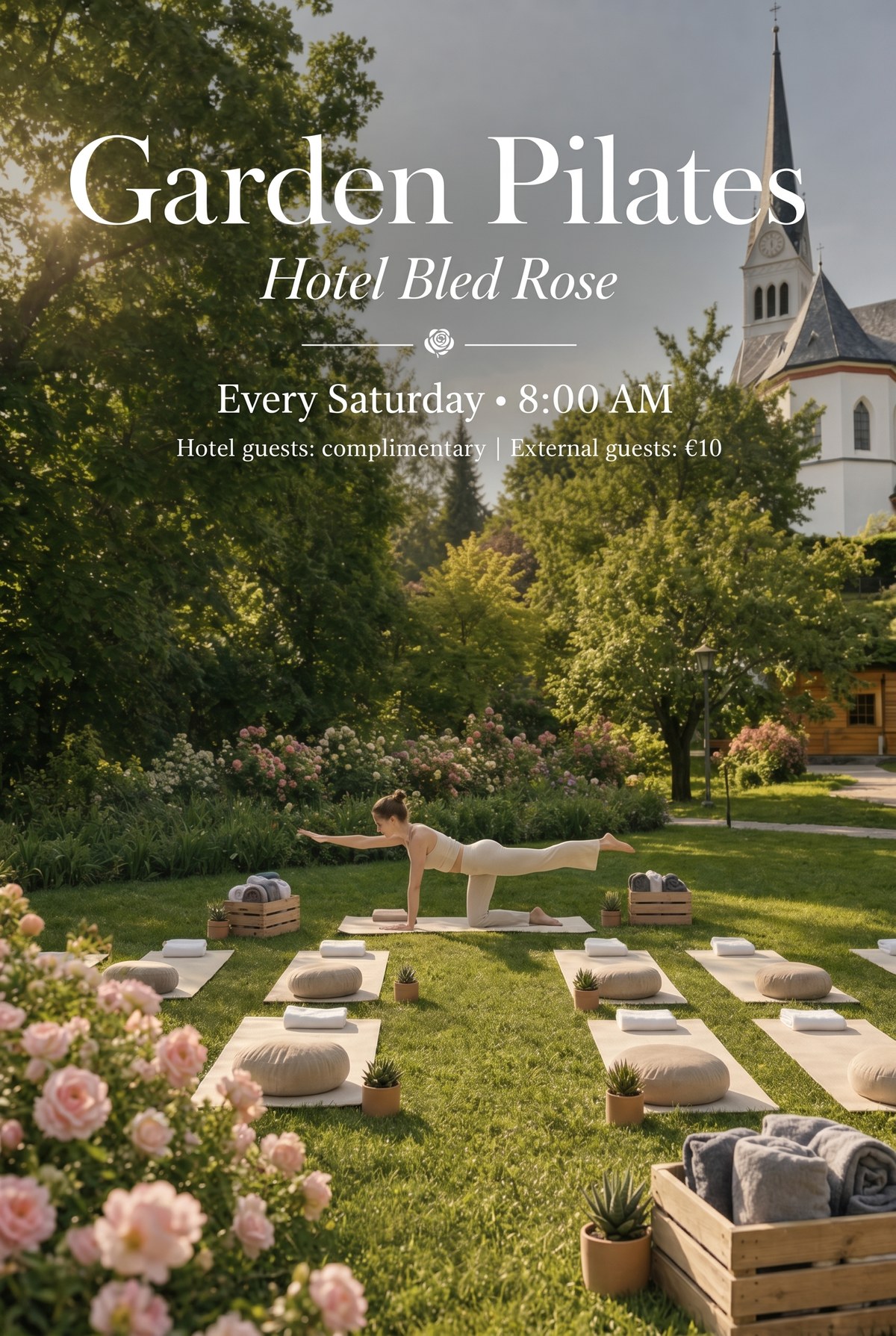 Garden Pilates v vrtu hotela Bled Rose – vsako soboto ob 8.00